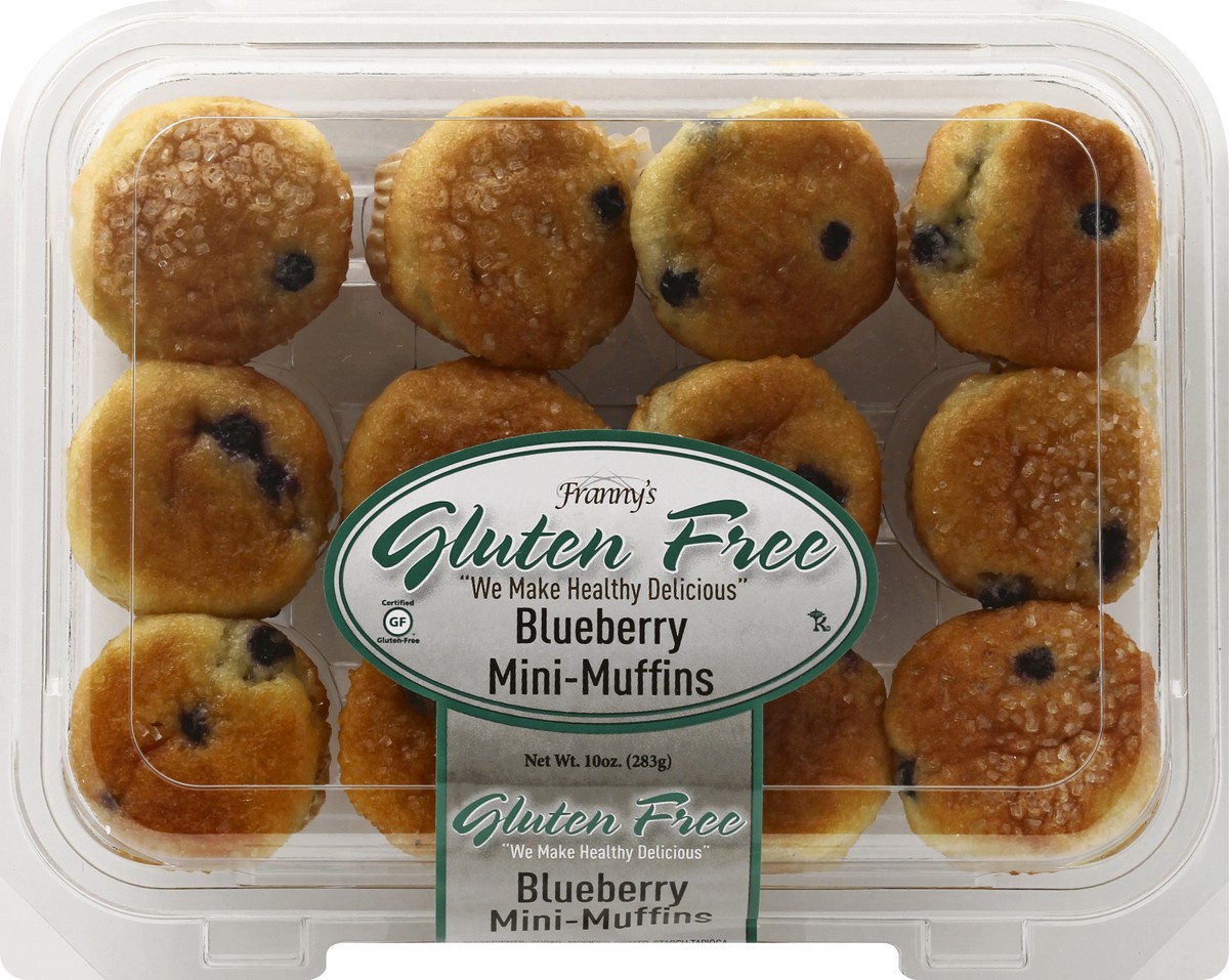 slide 6 of 9, Frannys Mini-Muffins, Gluten Free, Blueberry, 10 oz