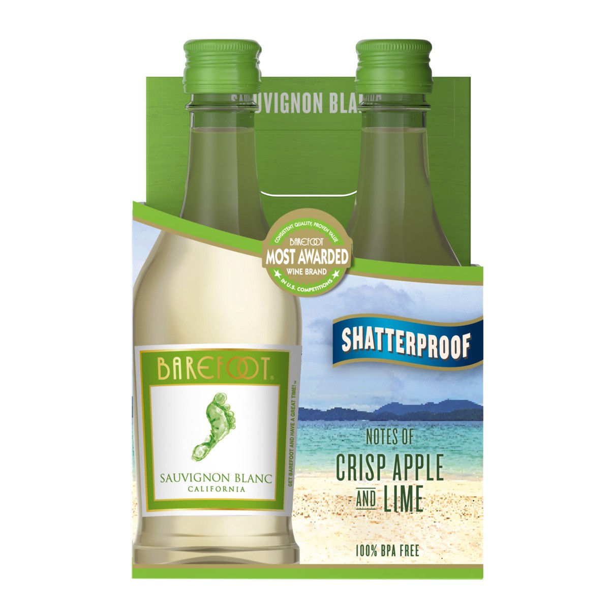 slide 1 of 2, Barefoot Cellars Sauvignon Blanc White Wine 187ml 4 Pack, 187 ml