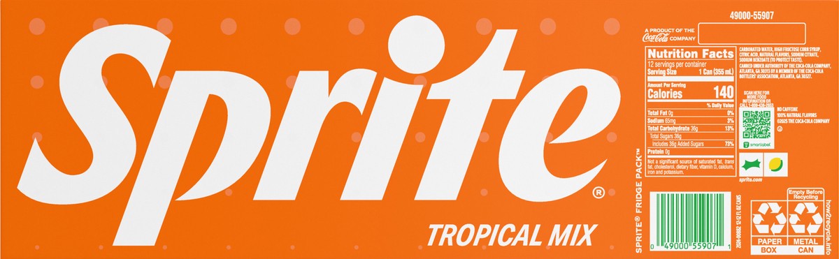 slide 12 of 15, Sprite Tropical Mix Fridge Pack Cans, 12 fl oz, 12 Pack, 12 ct; 12 oz