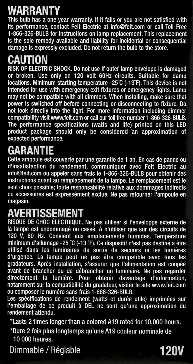 slide 5 of 11, Feit Electric Light Bulb 1 ea, 1 ct