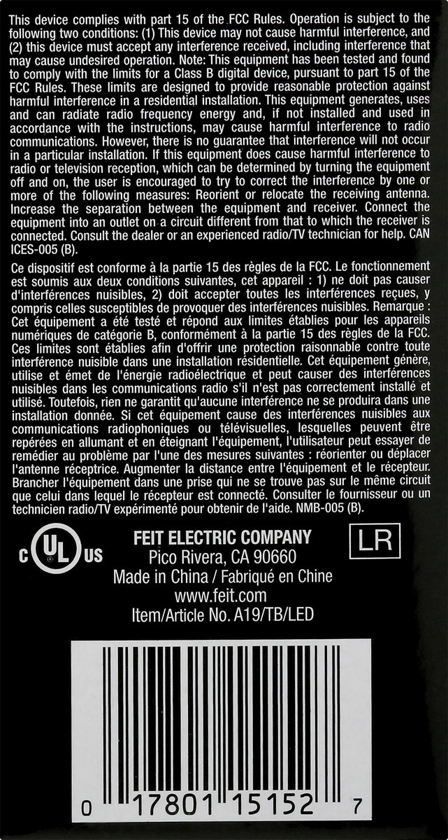 slide 10 of 11, Feit Electric Light Bulb 1 ea, 1 ct