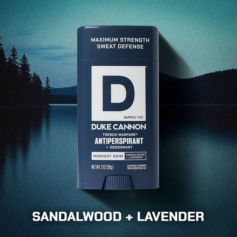 slide 7 of 7, Duke Cannon Trench Warfare Midnight Swim/Sandalwood + Lavender Antiperspirant + Deodorant 3 oz, 3 oz