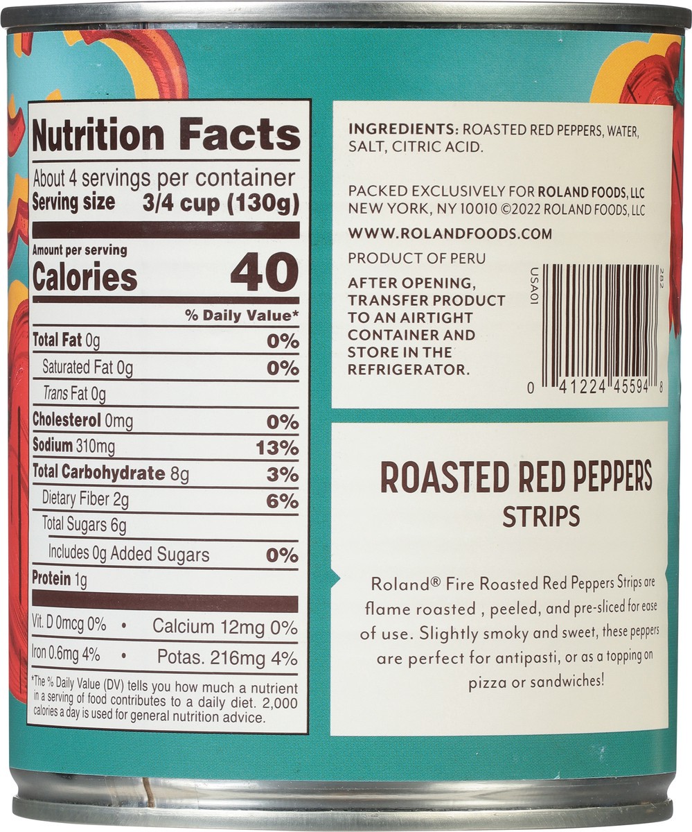 slide 4 of 9, Roland Fire Roasted Strips Red Peppers 28 oz, 28 oz
