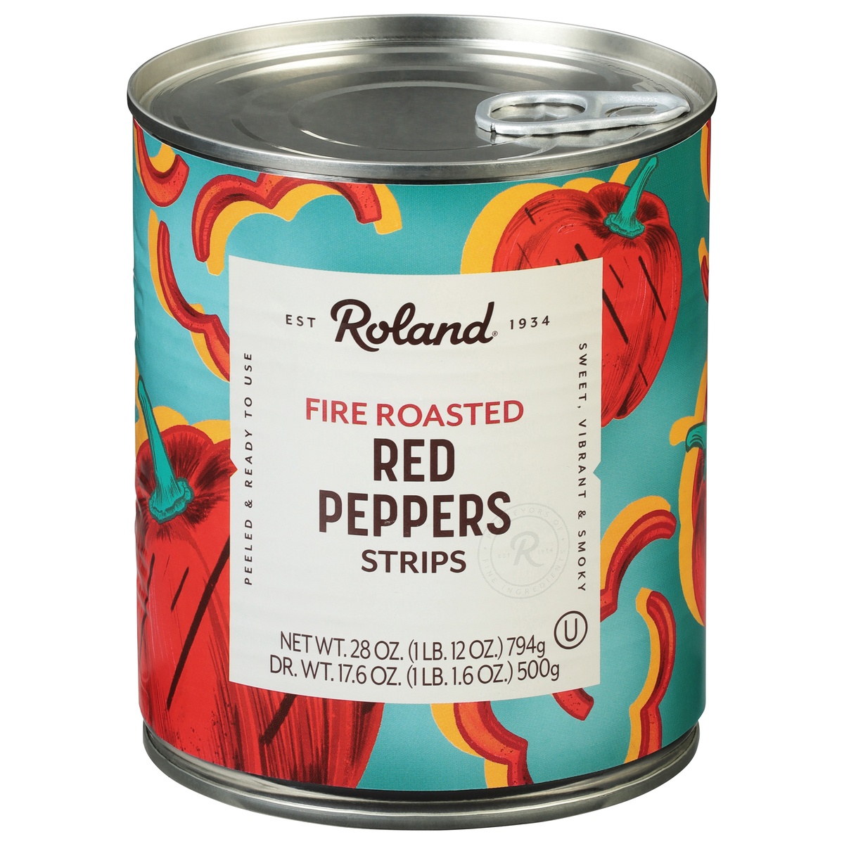 slide 1 of 1, Roland Red Pepper Strips, 28 oz
