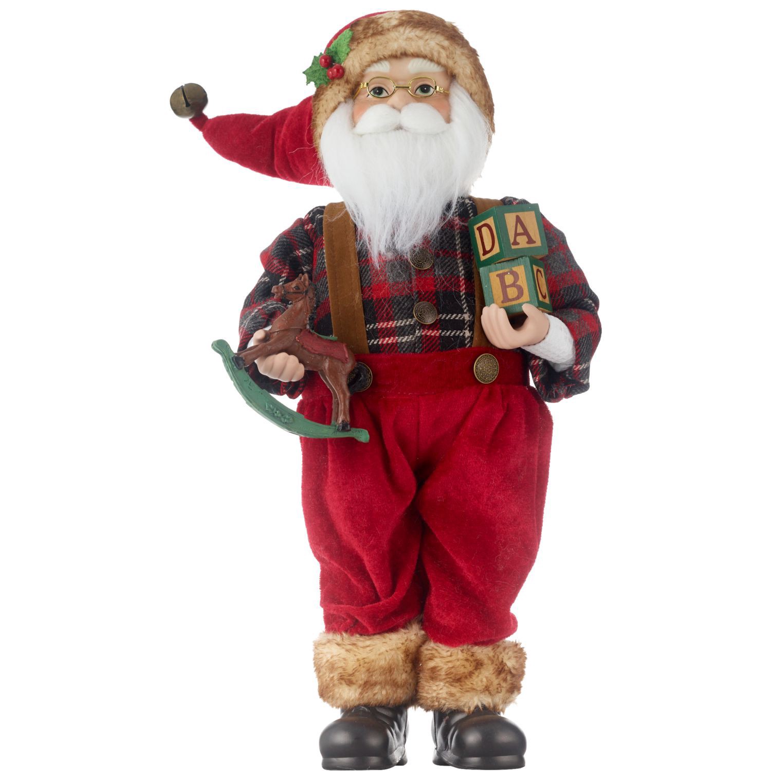 slide 1 of 1, Merry Brite Santa Holding Rocking Horse, 18 In, 1 ct