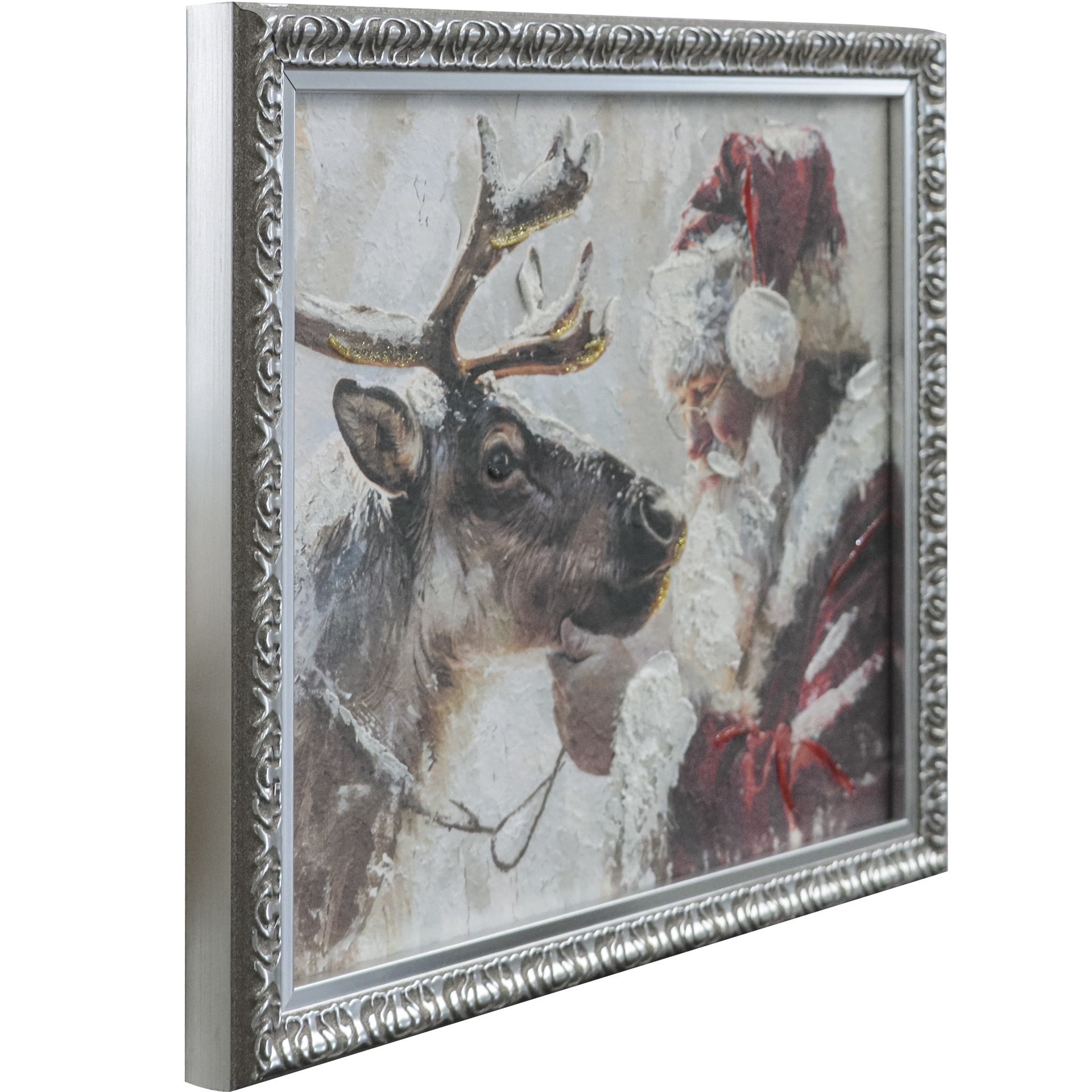 slide 5 of 7, 12" X 15" Santa With Reindeer Framed Canvas Wall Decor By Ashland, 12 in x 15 in
