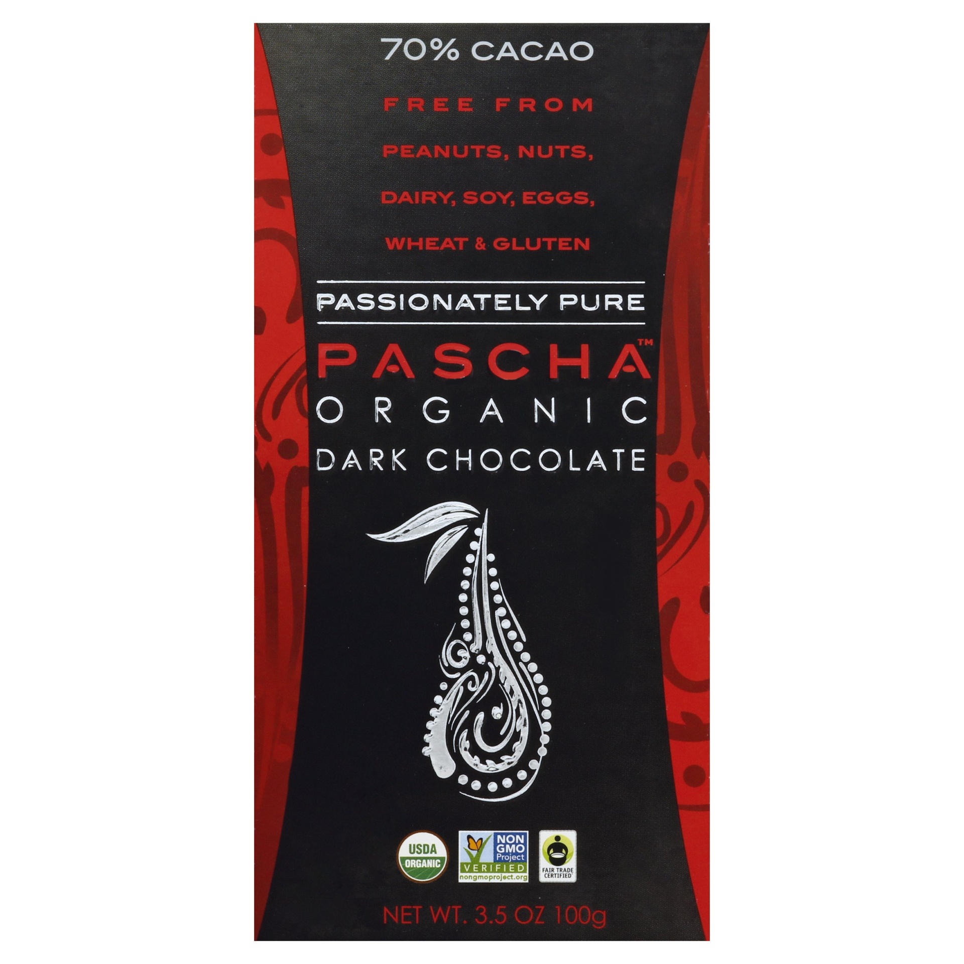 slide 1 of 1, Pascha Organic 70% Cacao Dark Chocolate, 3.5 oz