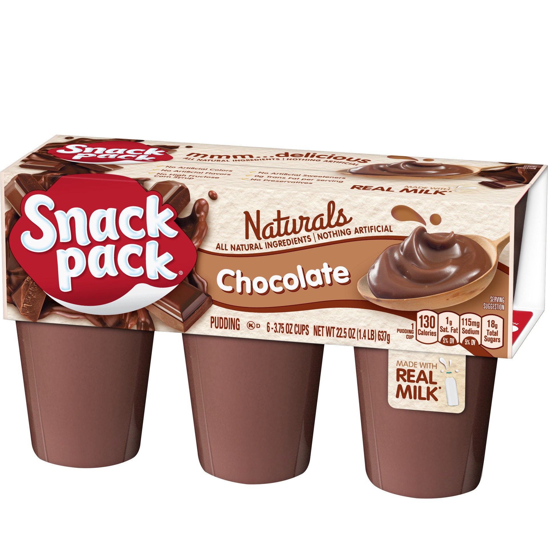 slide 2 of 5, Snack Pack Naturals 6 Pack Chocolate Pudding 6 ea, 6 ct