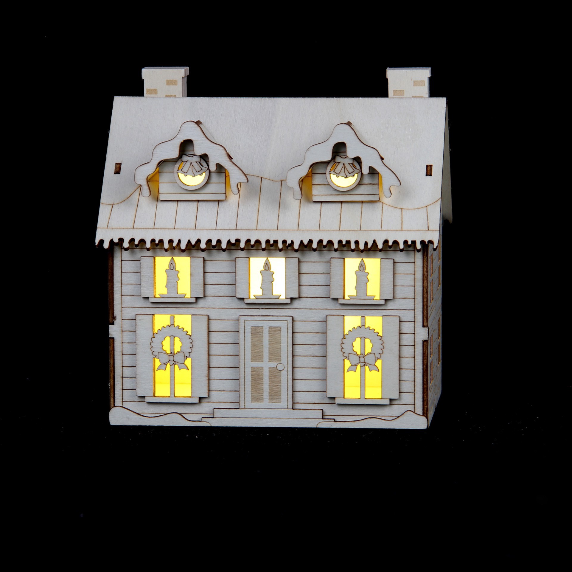 slide 5 of 5, 6.25" Unfinished Country House Diy Led Wood Decor By Make Market, 6.25 in