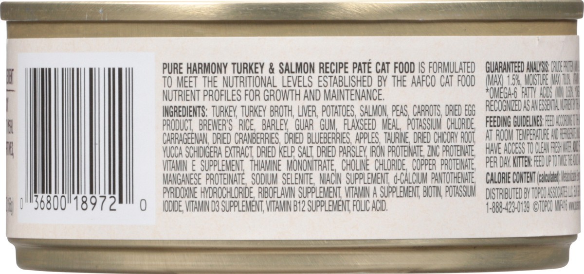 slide 12 of 15, Pure Harmony Turkey & Salmon Recipe Pate Cat Food 5.5 oz, 5.5 oz