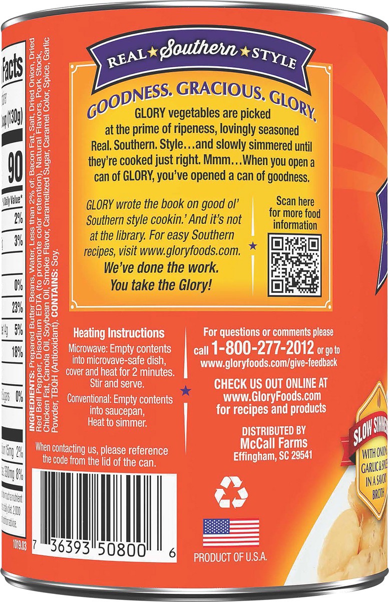 slide 4 of 5, Glory Foods Glory Seasoned Butter Beans, 14.5 oz