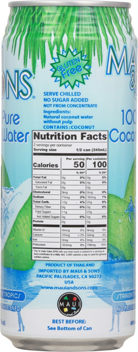 slide 7 of 9, Maui & Sons 100% Pure Coconut Water Isotonic Sports Drink - 16.5 oz, 16.5 oz