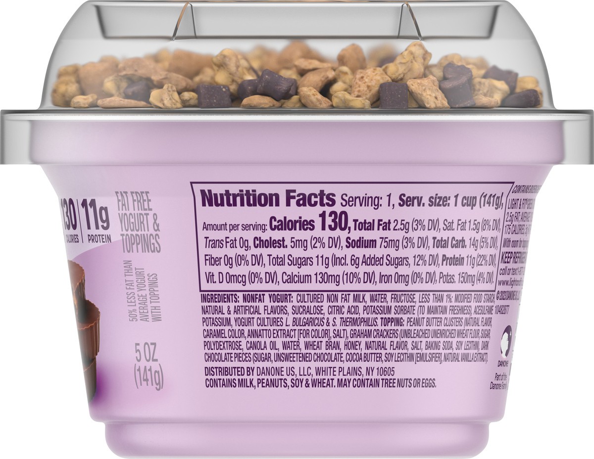 slide 6 of 9, Light + Fit Dannon Light + Fit Greek Crunch Nonfat Yogurt with Toppers, Peanut Butter Delight, 5 oz., 5 oz