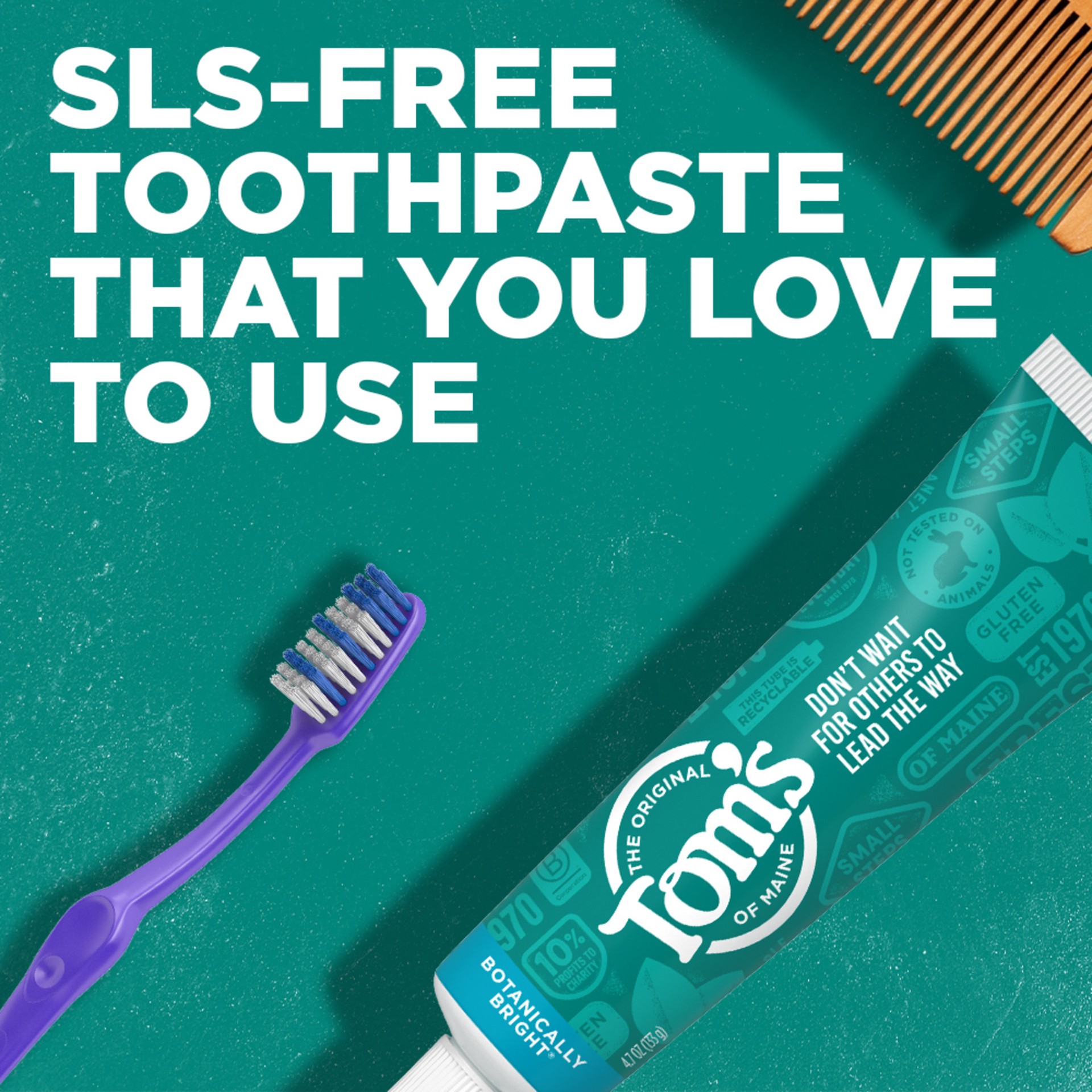 slide 6 of 6, Tom's of Maine Natural Fluoride-Free SLS-Free Botanically Bright Toothpaste, Peppermint, 4.7 oz., 4.7 oz