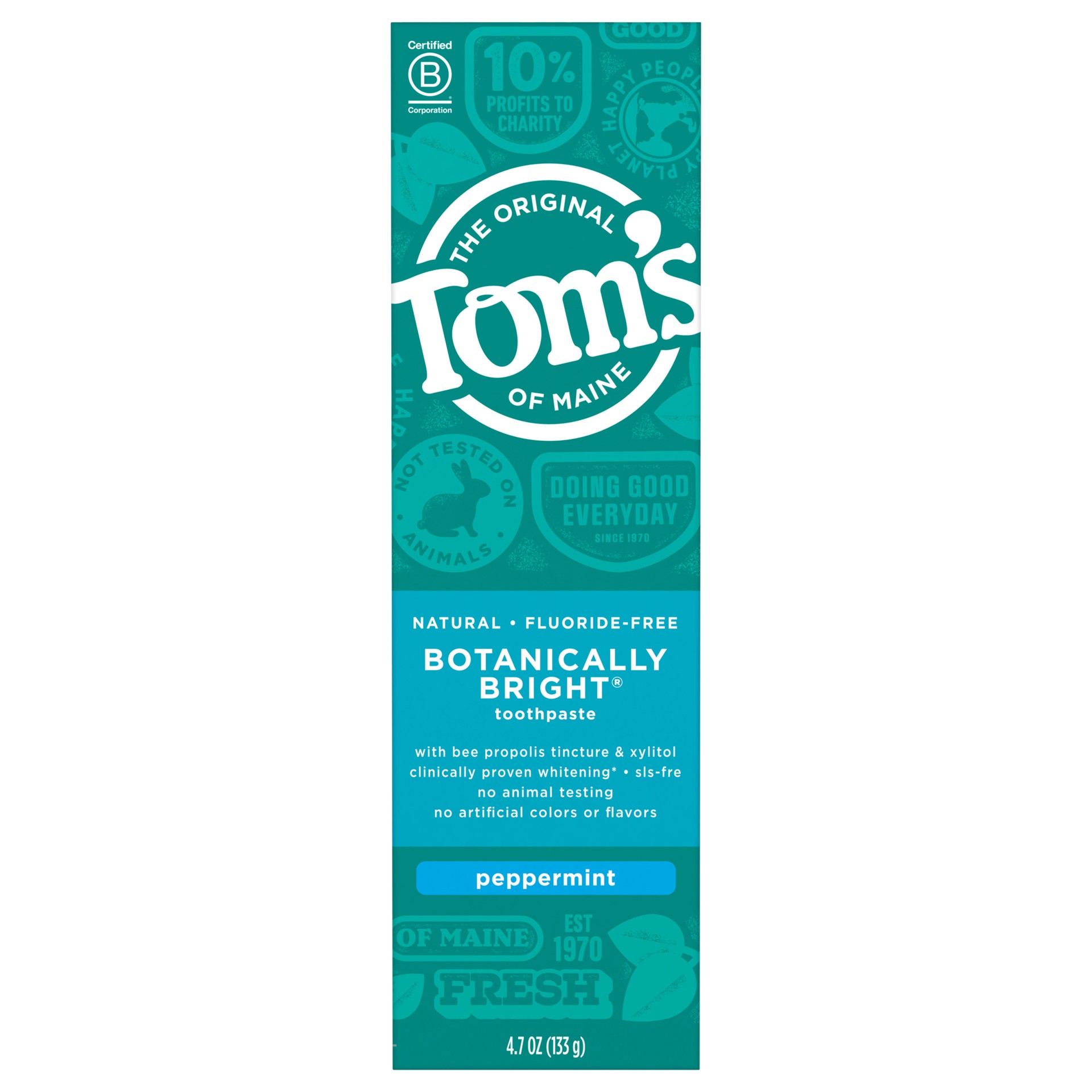 slide 2 of 6, Tom's of Maine Natural Fluoride-Free SLS-Free Botanically Bright Toothpaste, Peppermint, 4.7 oz., 4.7 oz