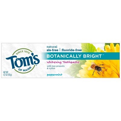 slide 1 of 6, Tom's of Maine Natural Fluoride-Free SLS-Free Botanically Bright Toothpaste, Peppermint, 4.7 oz., 4.7 oz