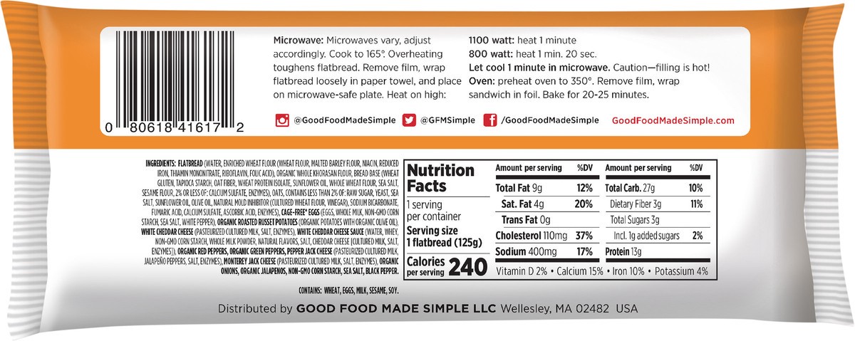 slide 3 of 8, Good Food Made Simple Good Food Made Simpple Breakfast 3Cheese Flatbread, 4.4 oz