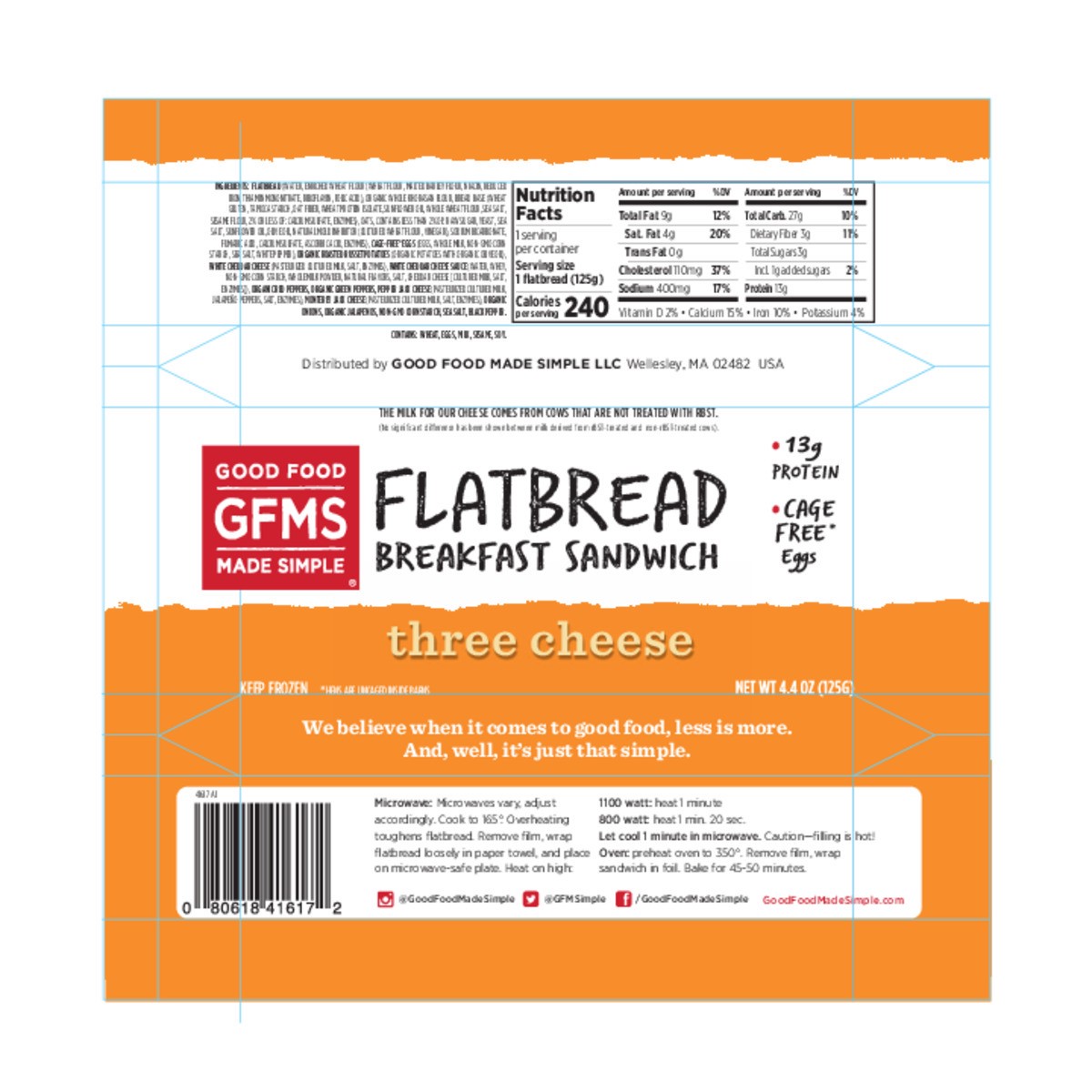 slide 5 of 8, Good Food Made Simple Good Food Made Simpple Breakfast 3Cheese Flatbread, 4.4 oz