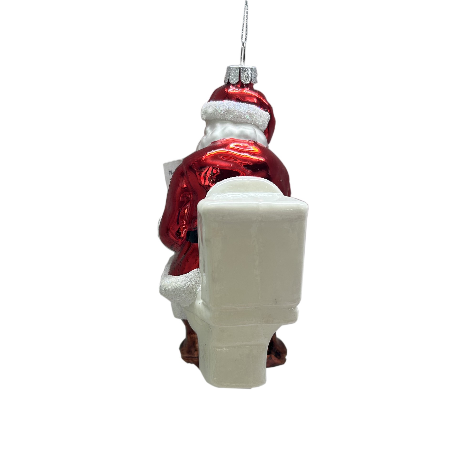 slide 2 of 3, 5.25" Santa On Toilet Glass Ornament By Ashland, 5.25 in