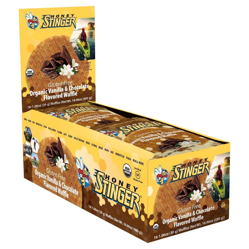 slide 2 of 2, Honey Stinger Gluten Free Organic Vanilla and Chocolate Waffle Nutrition Bars, 1.06 oz