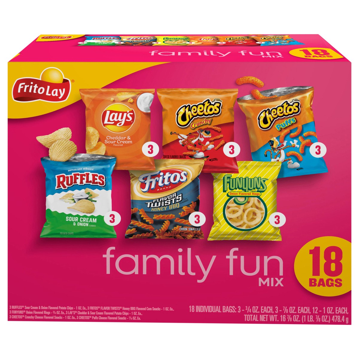 slide 1 of 4, Frito-Lay Snacks Variety Packs Variety 16.875 Oz, 18 Count, 18 ct