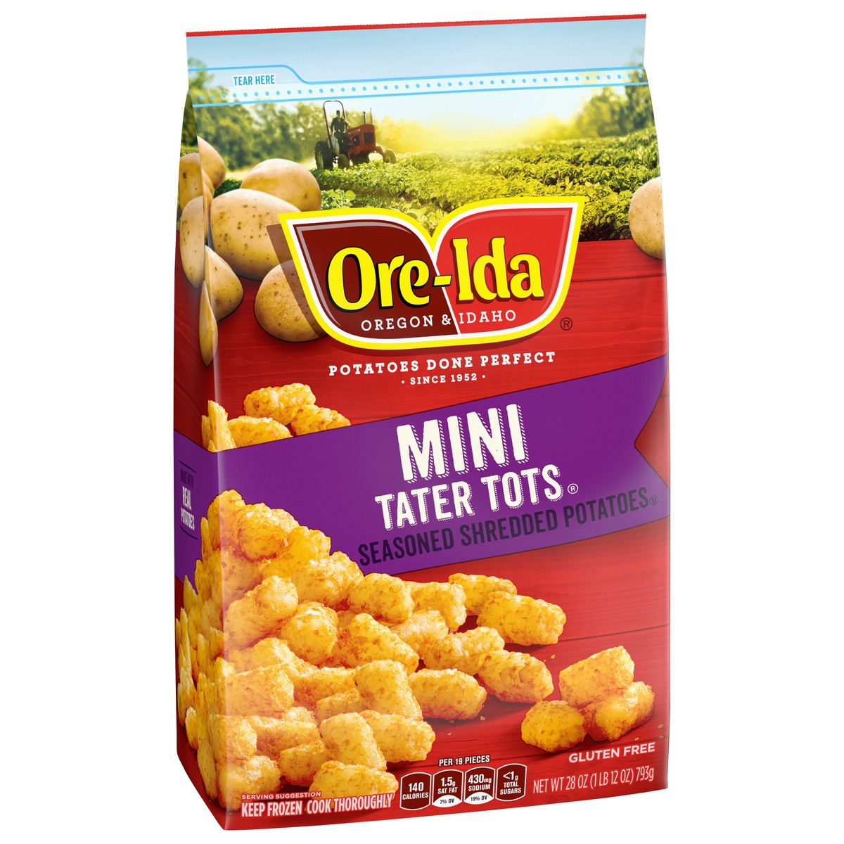 slide 2 of 9, Ore-Ida Mini Tater Tots Seasoned Shredded Frozen Potatoes, 28 oz Bag, 28 oz