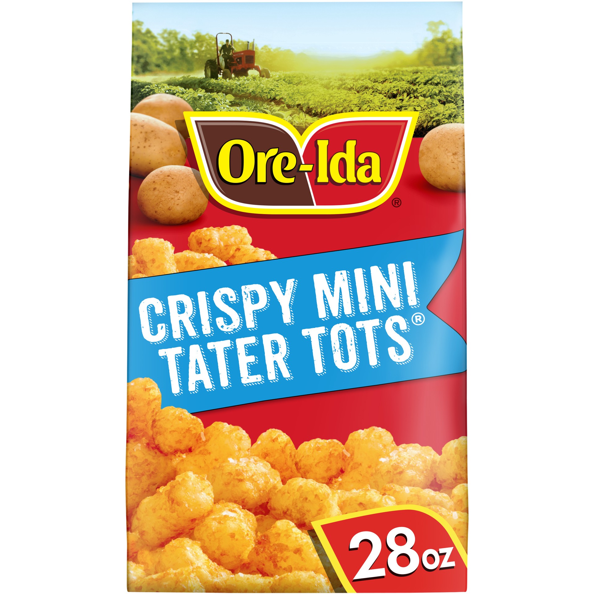 slide 1 of 9, Ore-Ida Crispy Mini Tater Tots Seasoned Shredded Potatoes, 28 oz Bag, 28 oz