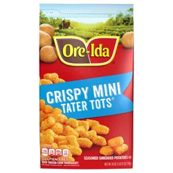 Ore-Ida Crispy Mini Tater Tots Seasoned Shredded Potatoes, 28 oz Bag