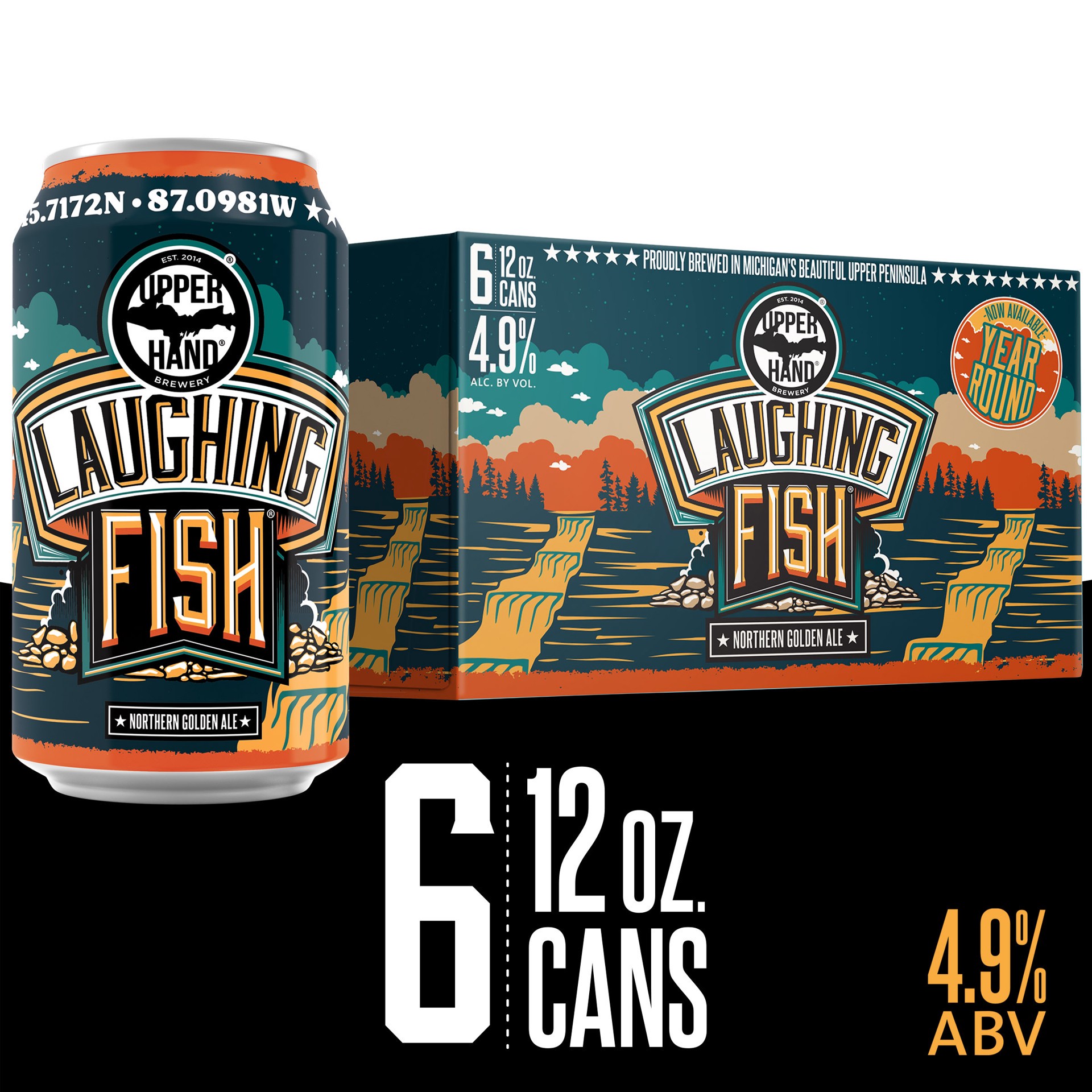 slide 1 of 4, Upper Hand Laughing Fish Golden Ale Beer, 6 Pack, 12 fl oz Cans, 6 ct