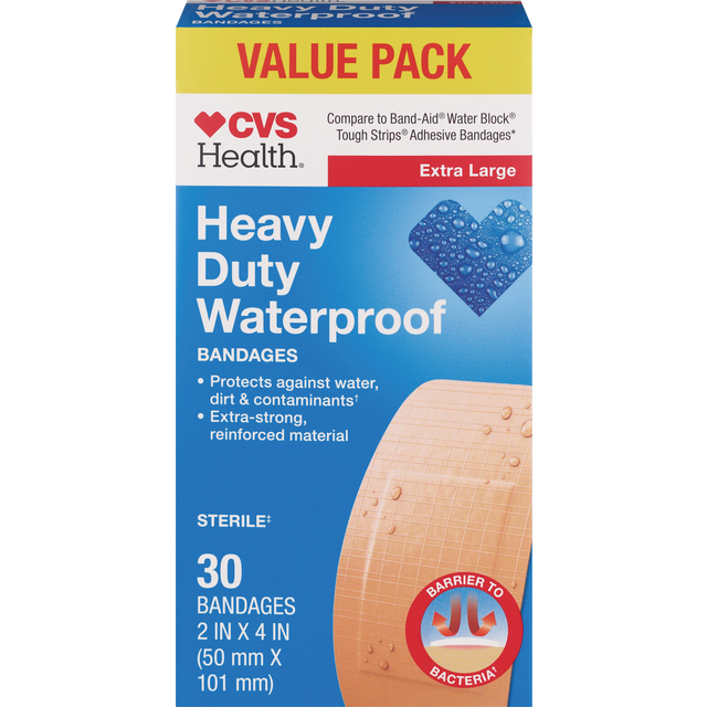 slide 1 of 1, Cvs Health Heavy Duty Waterproof Bandages, 30 Ct, 30 ct