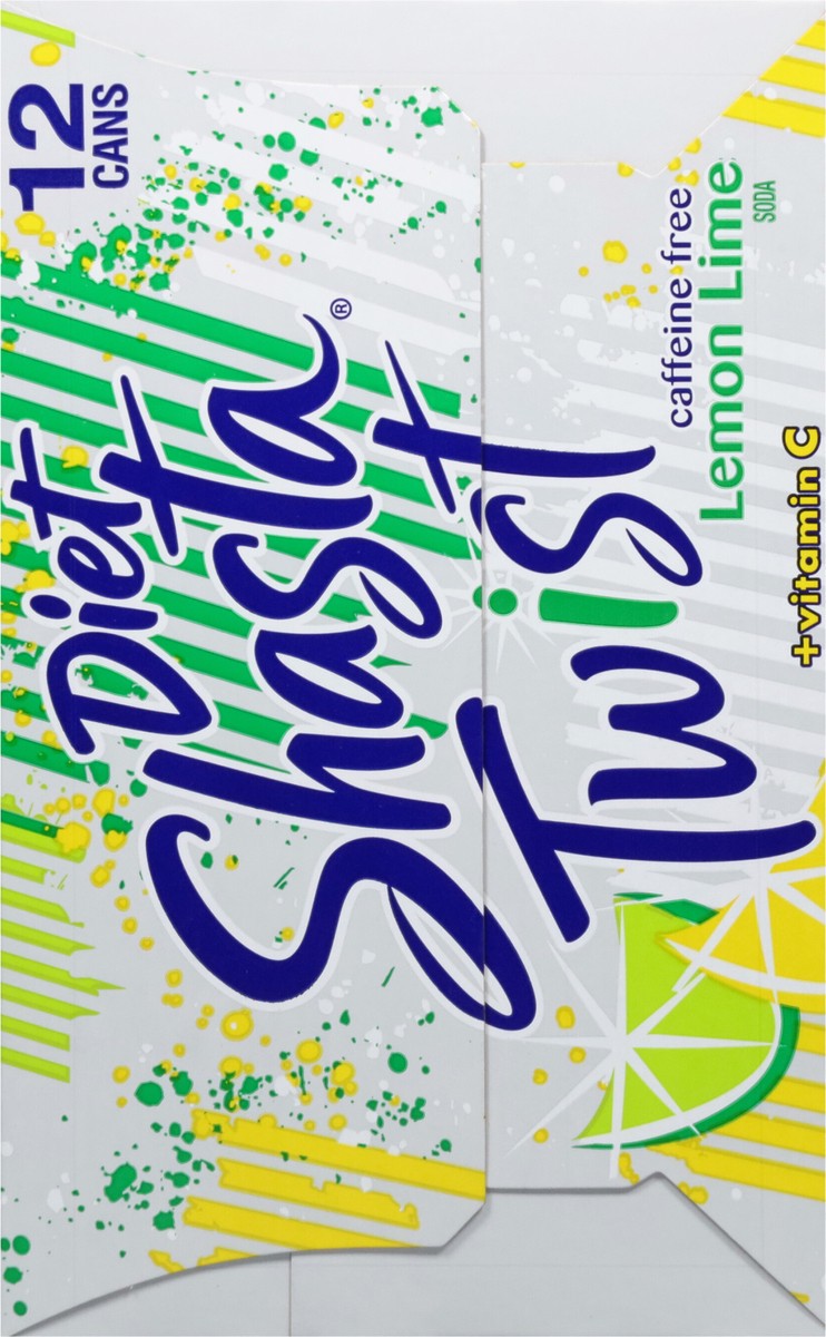 slide 7 of 9, Shasta Twist Caffeine Free Diet + Vitamin C Lemon Lime Soda 12 - 12 fl oz Cans, 12 ct; 12 fl oz