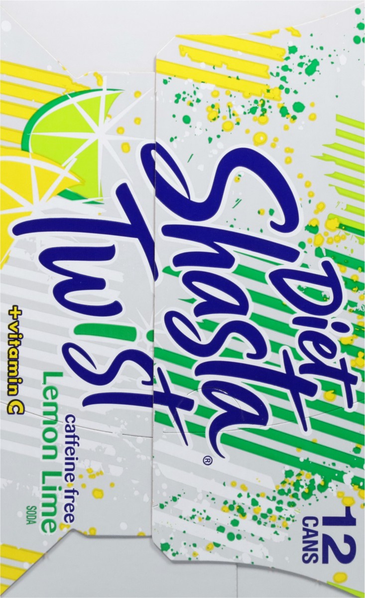 slide 8 of 9, Shasta Twist Caffeine Free Diet + Vitamin C Lemon Lime Soda 12 - 12 fl oz Cans, 12 ct; 12 fl oz