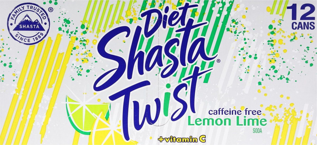 slide 9 of 9, Shasta Twist Caffeine Free Diet + Vitamin C Lemon Lime Soda 12 - 12 fl oz Cans, 12 ct; 12 fl oz