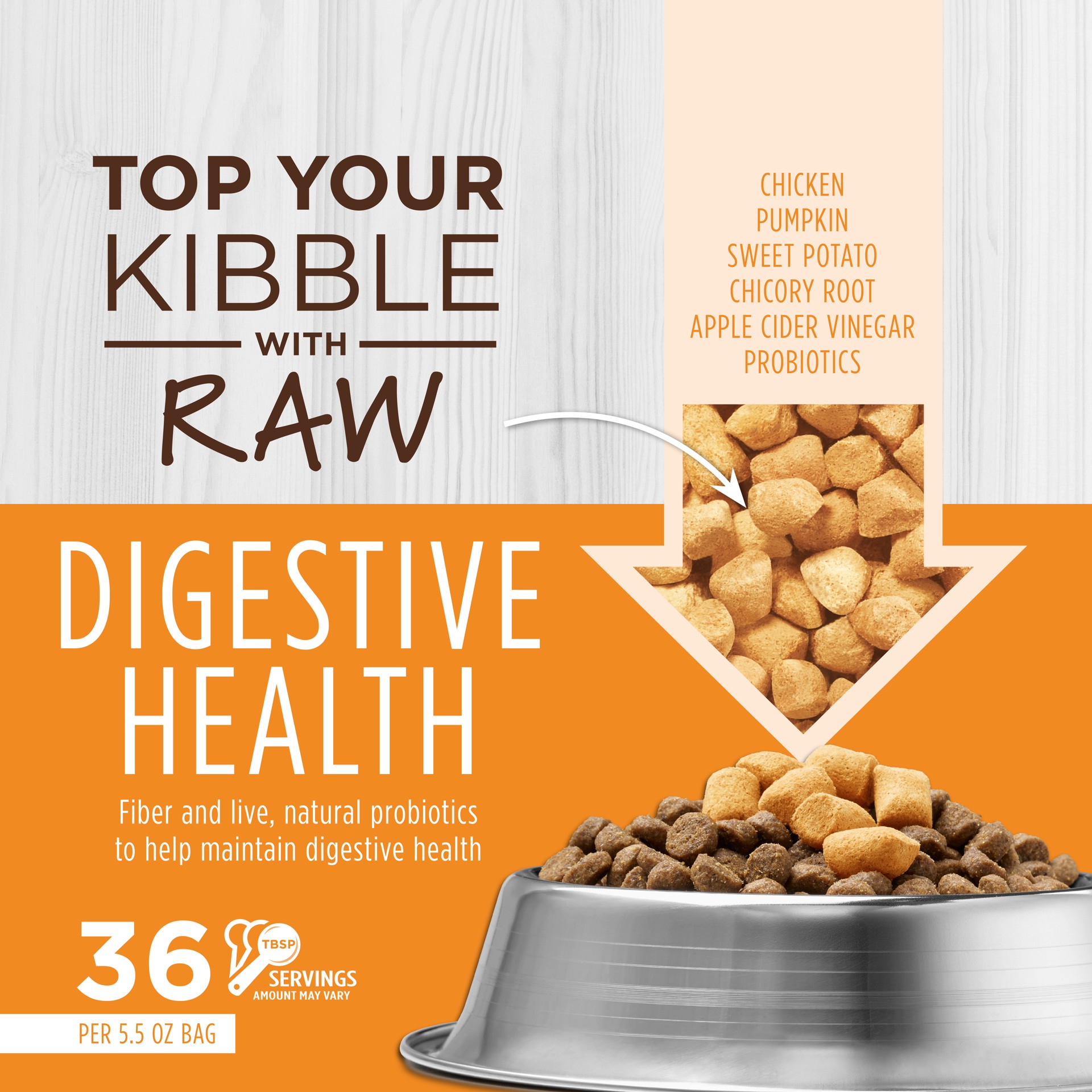 slide 8 of 9, Instinct Raw Boost Mixers Digestive Health Freeze-Dried Cat Food Topper, 0.75 oz. Bag, 0.05 lb