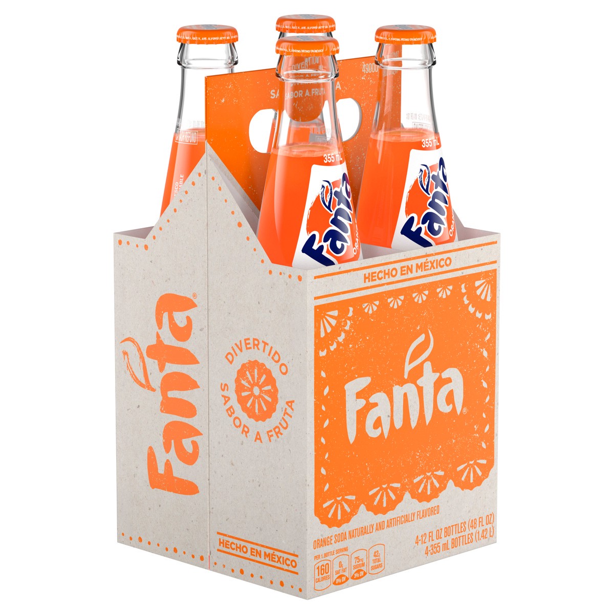 slide 2 of 11, Fanta Orange Mexico Glass Bottles, 355 mL, 4 Pack, 4 ct; 12 oz
