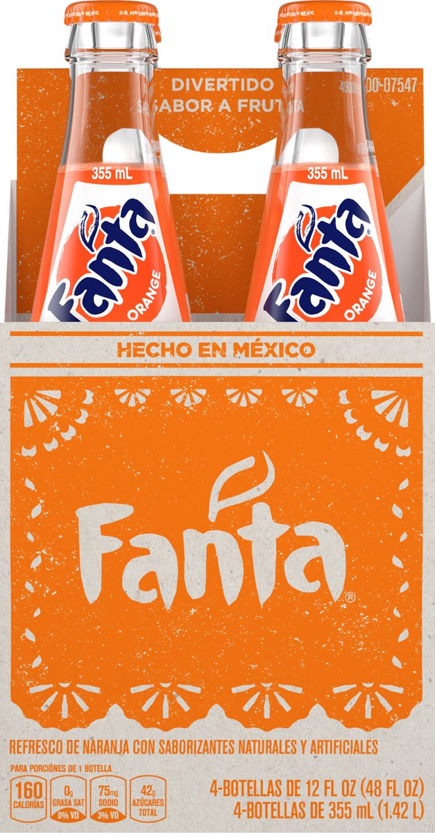 slide 11 of 11, Fanta Orange Mexico Glass Bottles, 355 mL, 4 Pack, 4 ct; 12 oz