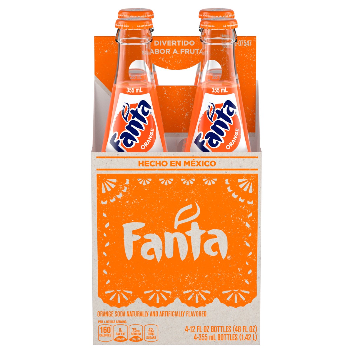 slide 8 of 11, Fanta Orange Mexico Glass Bottles, 355 mL, 4 Pack, 4 ct; 12 oz