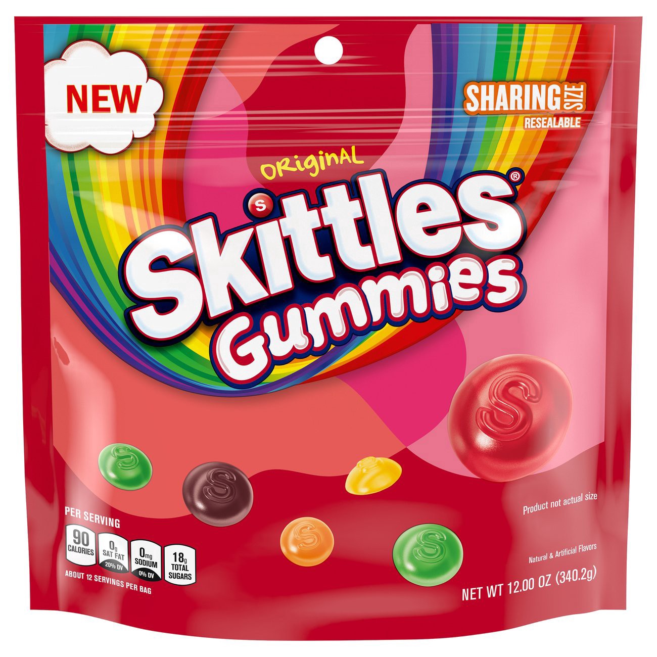 slide 1 of 1, SKITTLES Original Gummy Candy, Sharing Size, 12 oz Bag, 12 oz