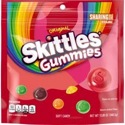 SKITTLES GUMMIES Original Gummy Candy, Sharing Size, 12 oz Resealable Bag