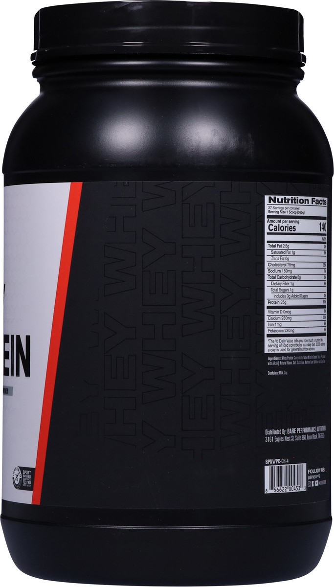 slide 8 of 13, Bare Performance Nutrition Fudge Chocolate Whey Protein 34.7 oz, 34.7 oz