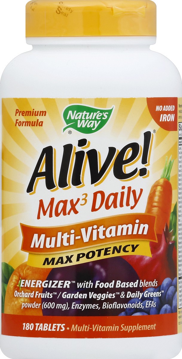 slide 2 of 2, Nature's Way Alive! Max3 Daily Multivitamin (No Iron), 180 ct