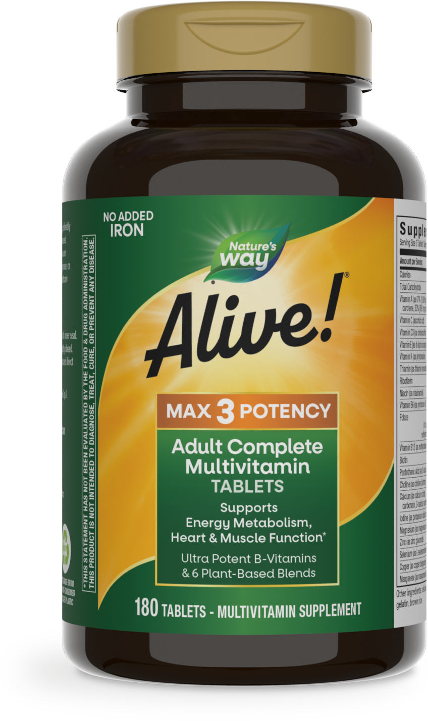slide 1 of 2, Nature's Way Alive! Max3 Potency Adult Complete Multivitamin-No Added Iron, 180 ct