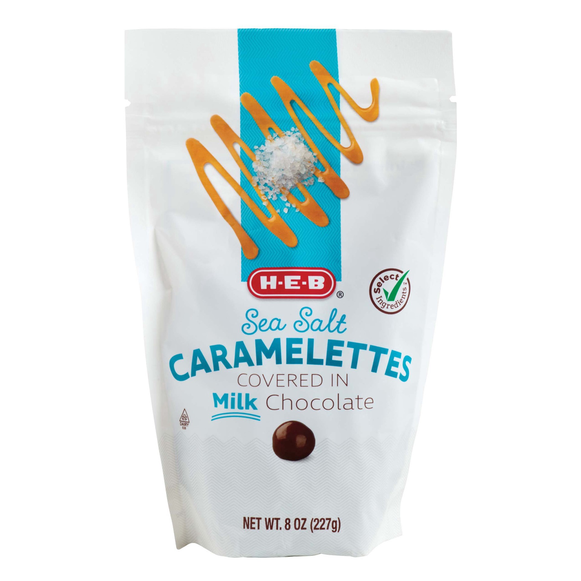 slide 1 of 1, H-E-B Caramelettes With Sea Salt, 8 oz