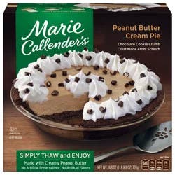 Marie Callender's Peanut Butter Cream Pie, Thaw & Enjoy Frozen Dessert, 24.8 oz.