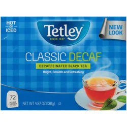 Tetley Classic Decaf Decaffeinated Black Tea Bags 72 Ct Box