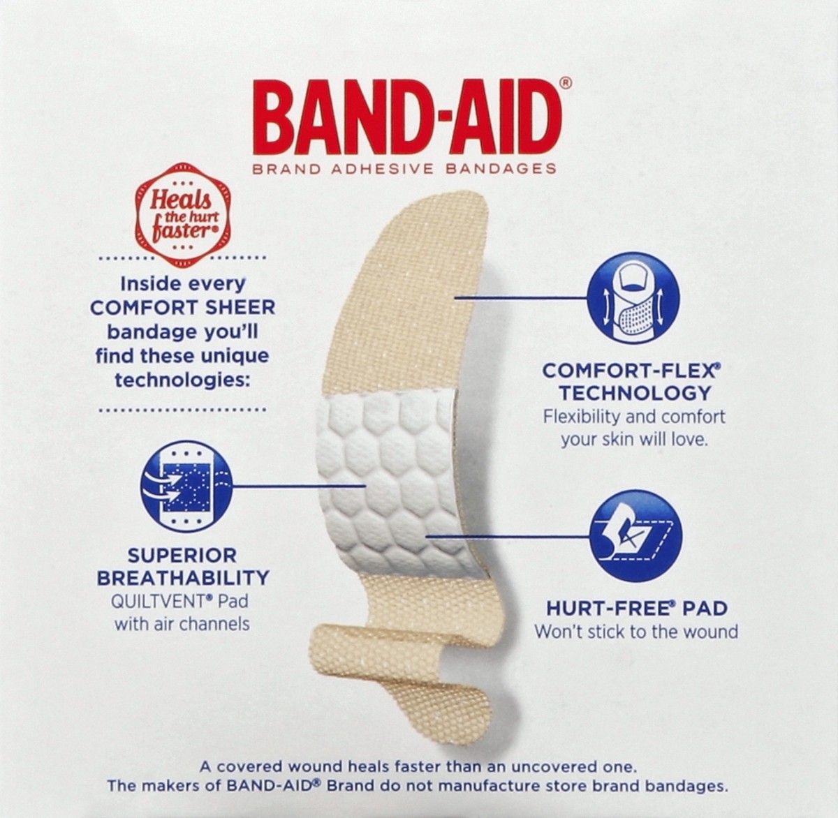 slide 4 of 5, BAND-AID Sheer Strips Adhesive Bandages for Minor Scrapes, Assorted Sizes, 60 Count, 60 ct