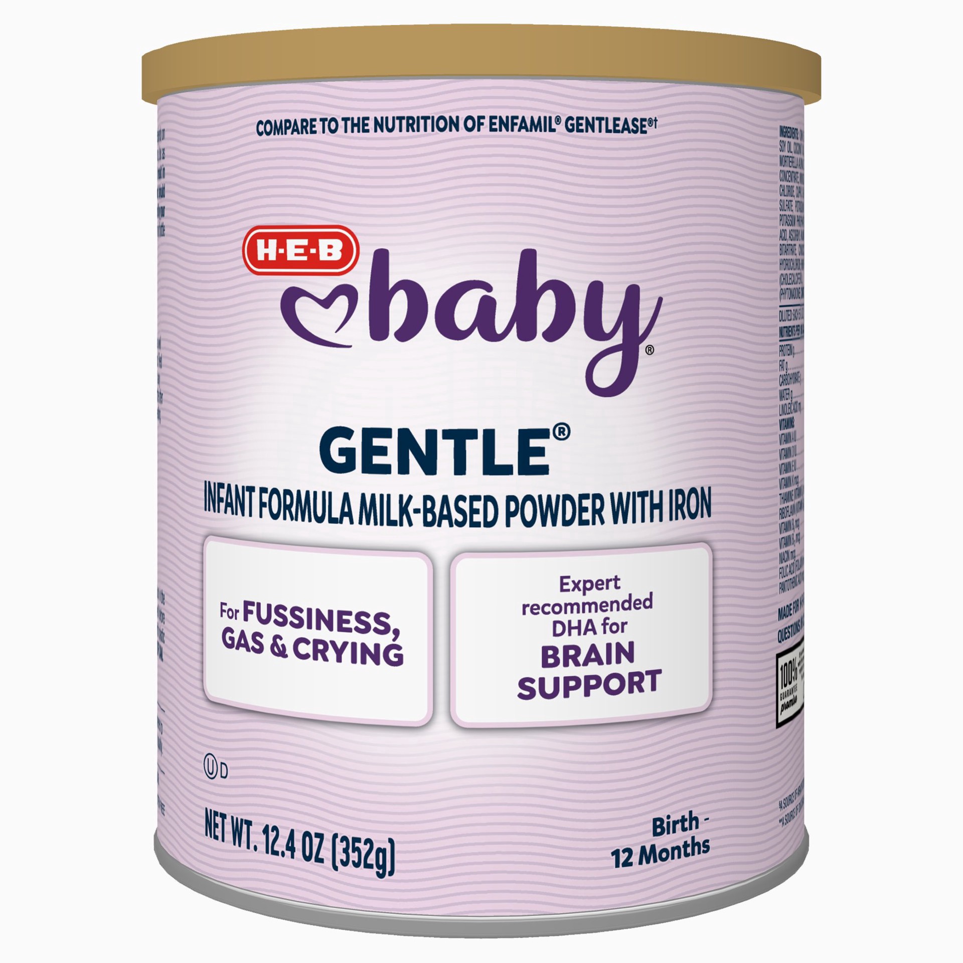 slide 1 of 1, H-E-B Baby Gentle Milk-Based Powder Baby Formula With Iron, 12.4 oz