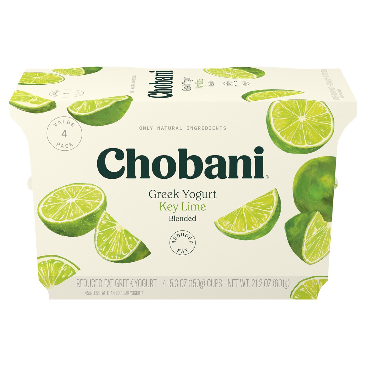 slide 1 of 9, Chobani Low-Fat Greek Yogurt Key Lime Blended 4-pack, 5.3 oz