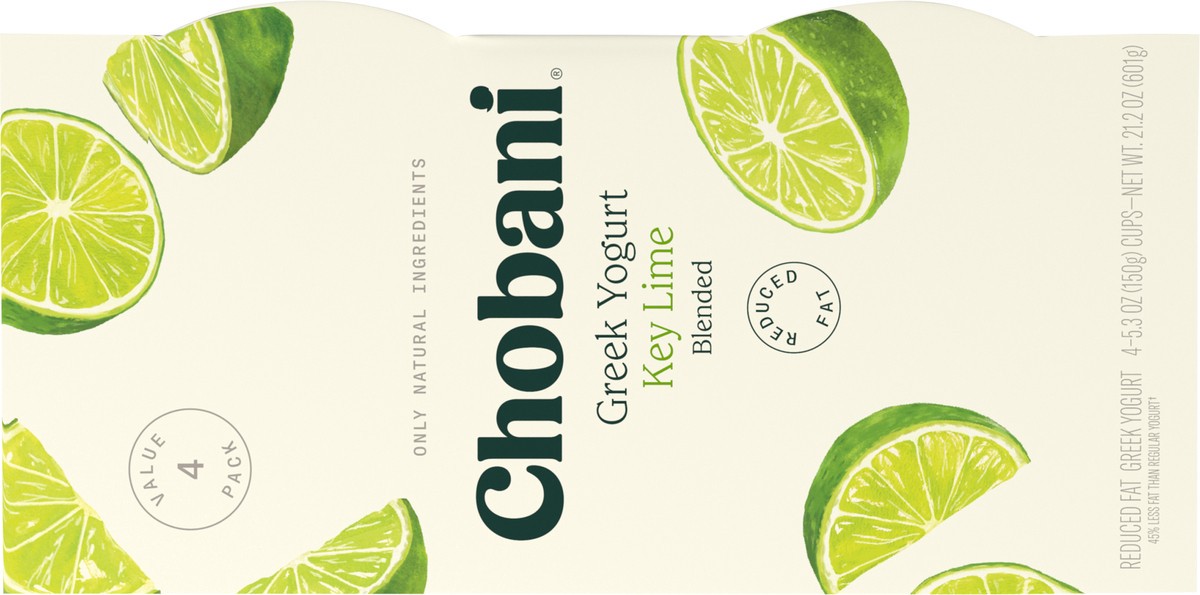 slide 9 of 9, Chobani Low-Fat Greek Yogurt Key Lime Blended 4-pack, 5.3 oz