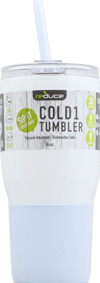 slide 2 of 7, Reduce Cold-1 Tumbler White, 34 oz